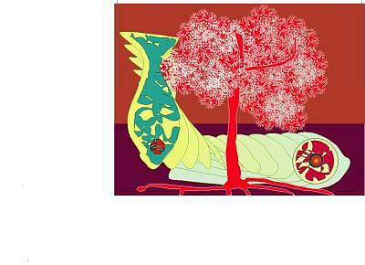 Fish Digital Art - Fish In A Red Tree by Shirley Sacks Fish Digital Art - Fish In A Red Tree by Shirley Sacks