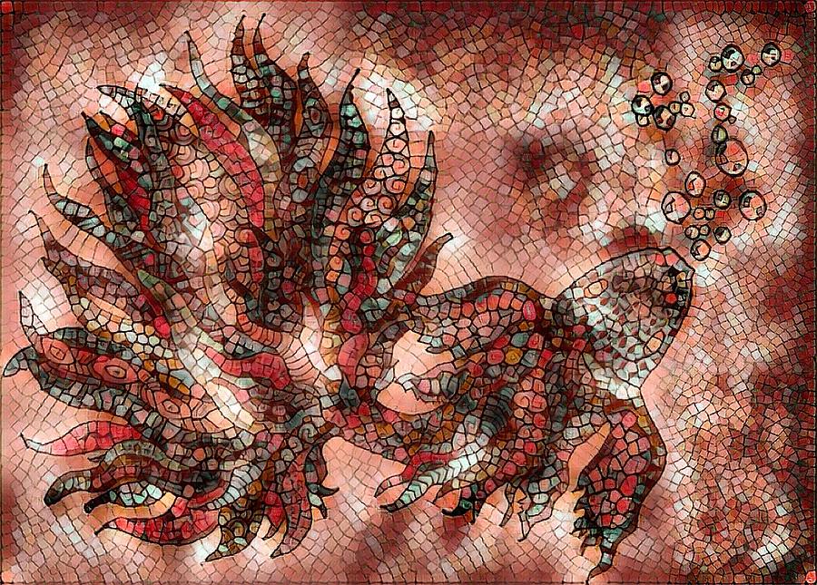 Fish in cinnamon mosaic 1 Digital Art by Megan Walsh