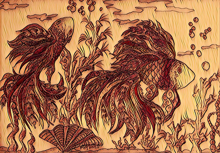 Fish in fall colors Digital Art by Megan Walsh