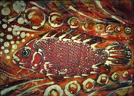 Fish in Flow Tapestry - Textile by Stephen Hawks