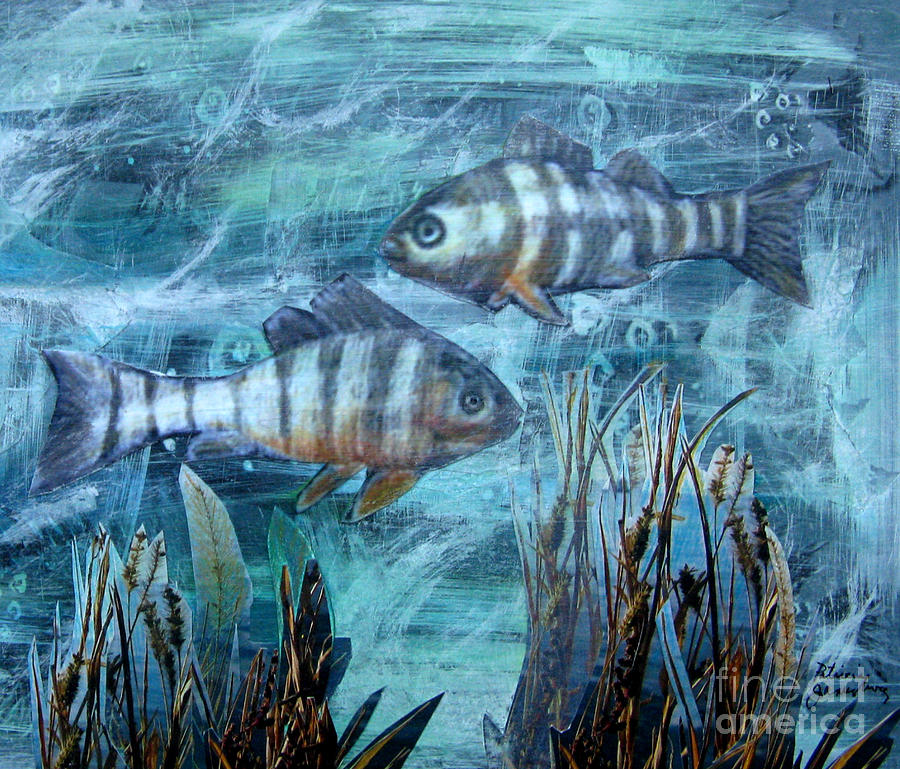Fish in Icy Water Mixed Media by Patricia Januszkiewicz
