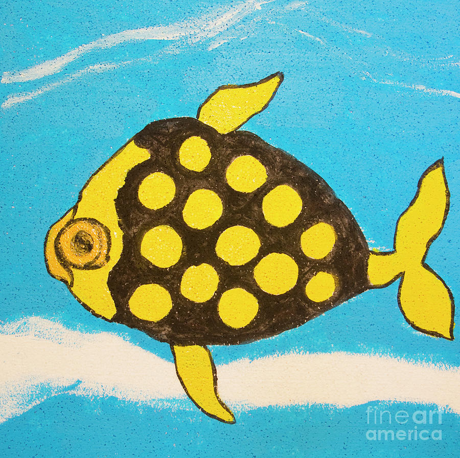 Fish in yellow and black colours, painting Painting by Irina Afonskaya