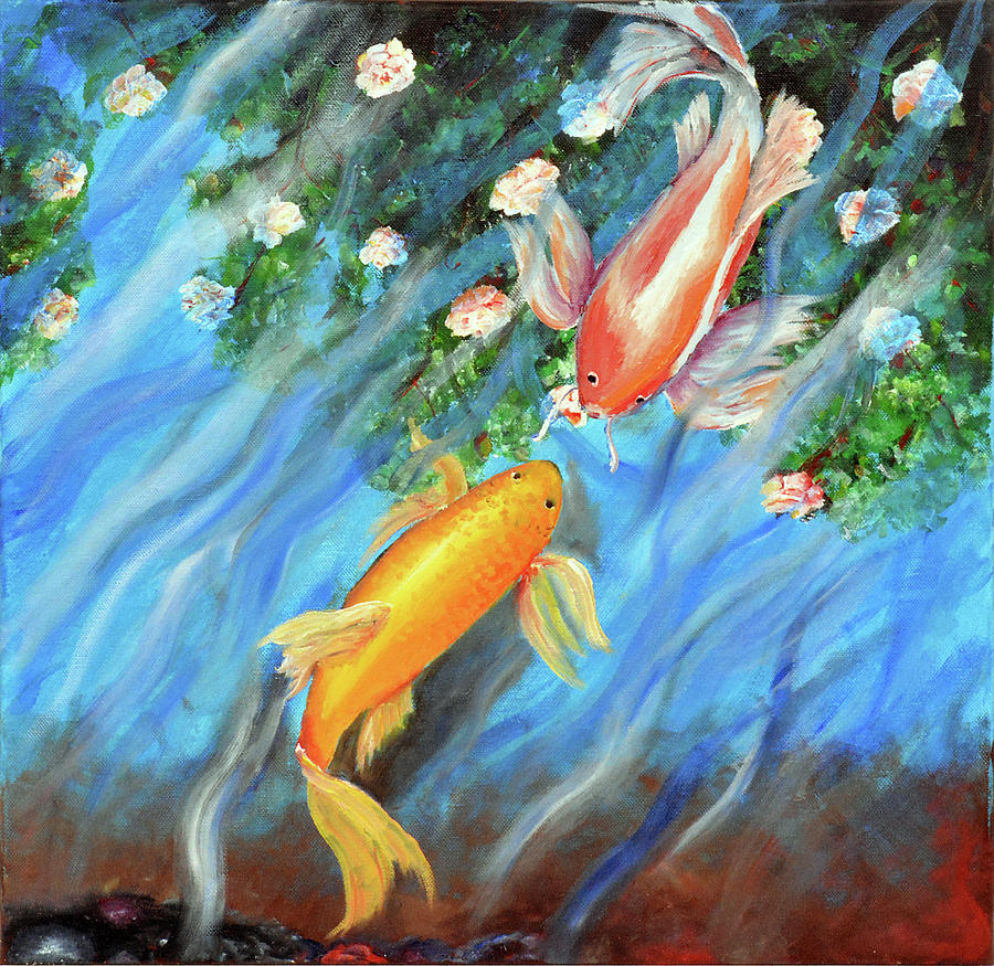 Fish Love Painting by Medea Ioseliani