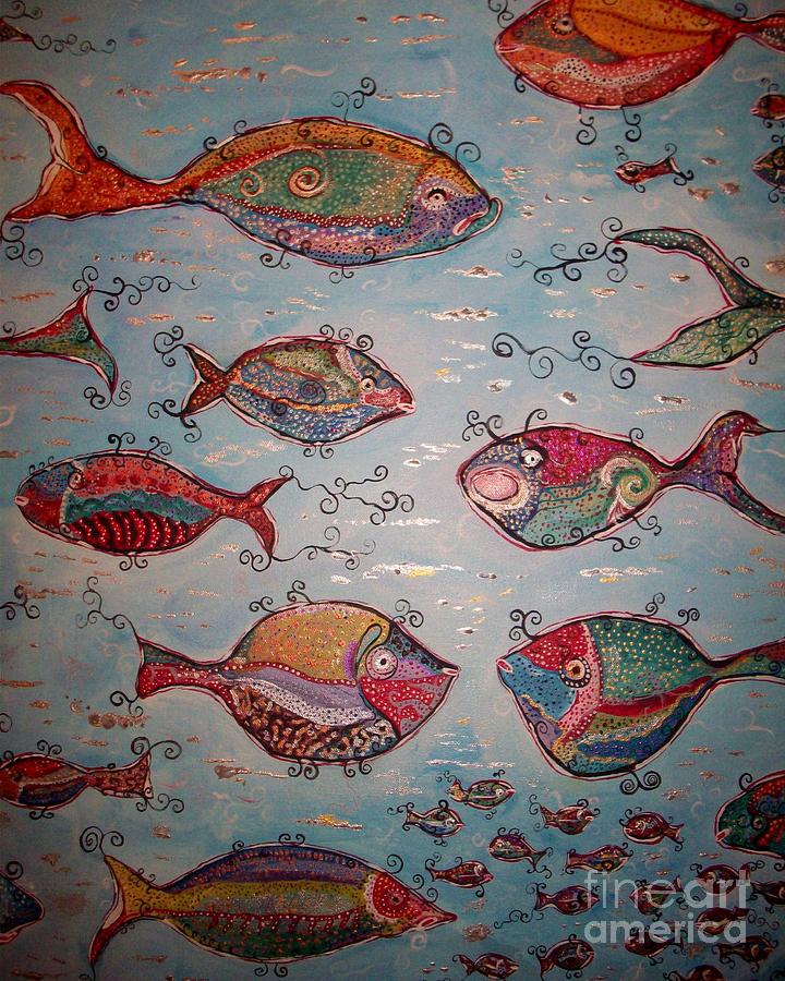 Fish Painting - Fish Mania part I by Mrs Wilkes Art