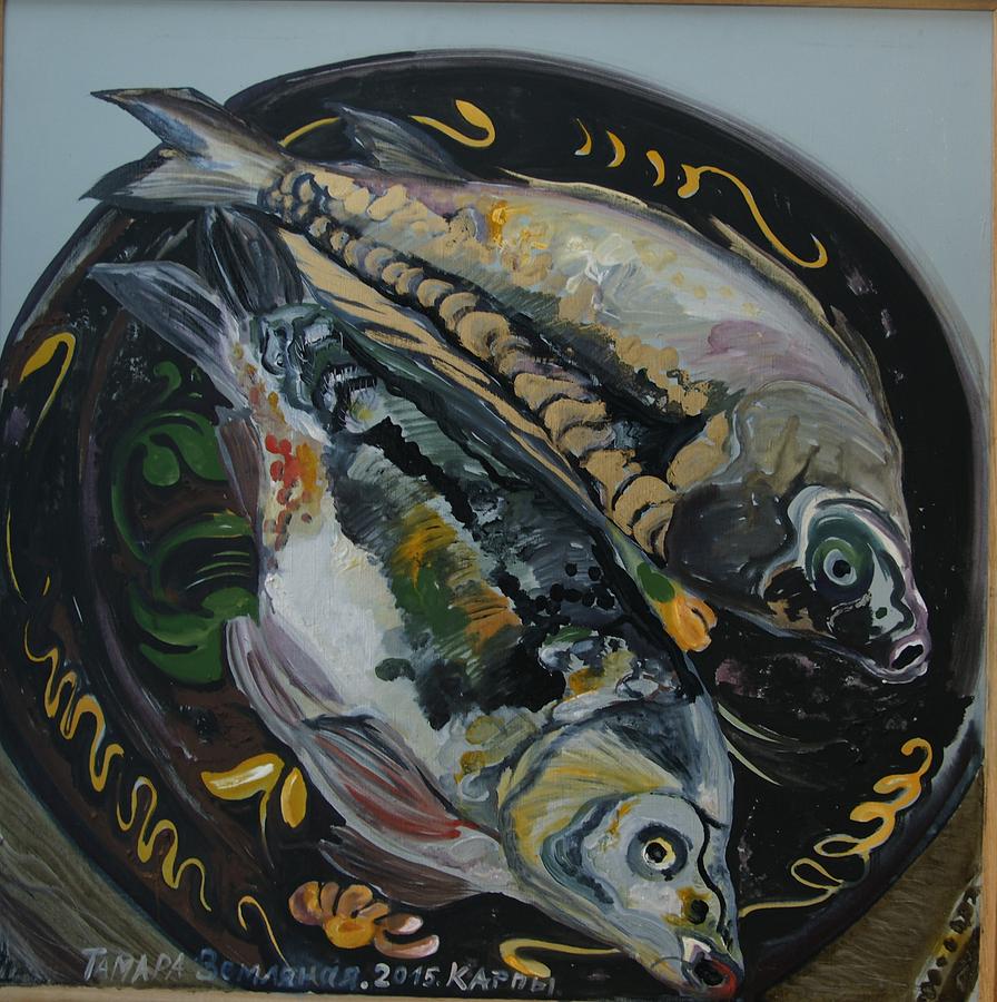 Fish Mirror carp Painting by Tamara Zemlyanaya - Fine Art America