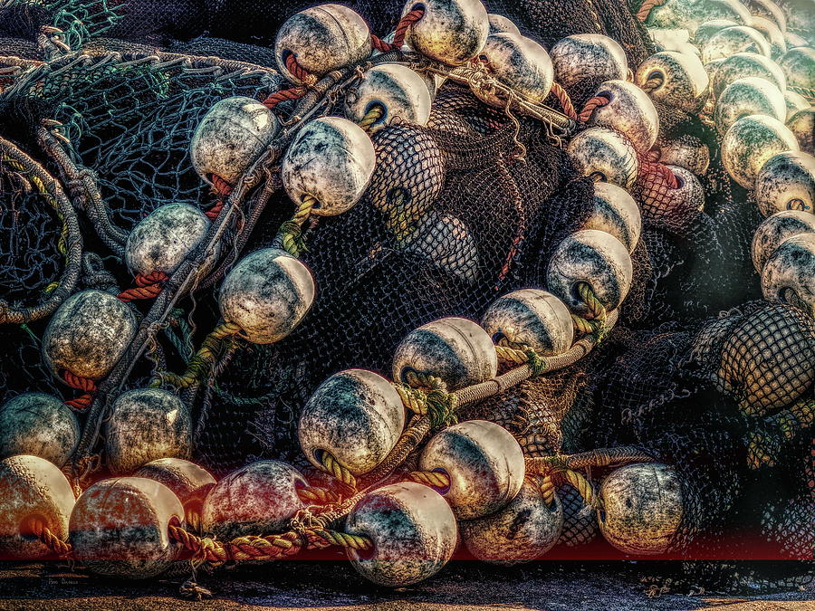 Fish Net and Buoys Photograph by Bob Orsillo