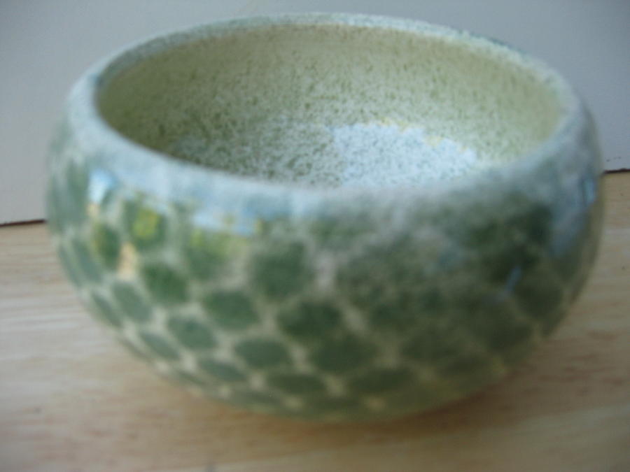 Fish Ceramic Art - Fish net green bowl by Julia Van Dine