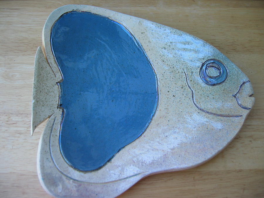 Incised Ceramic Art - Fish Platter by Julia Van Dine