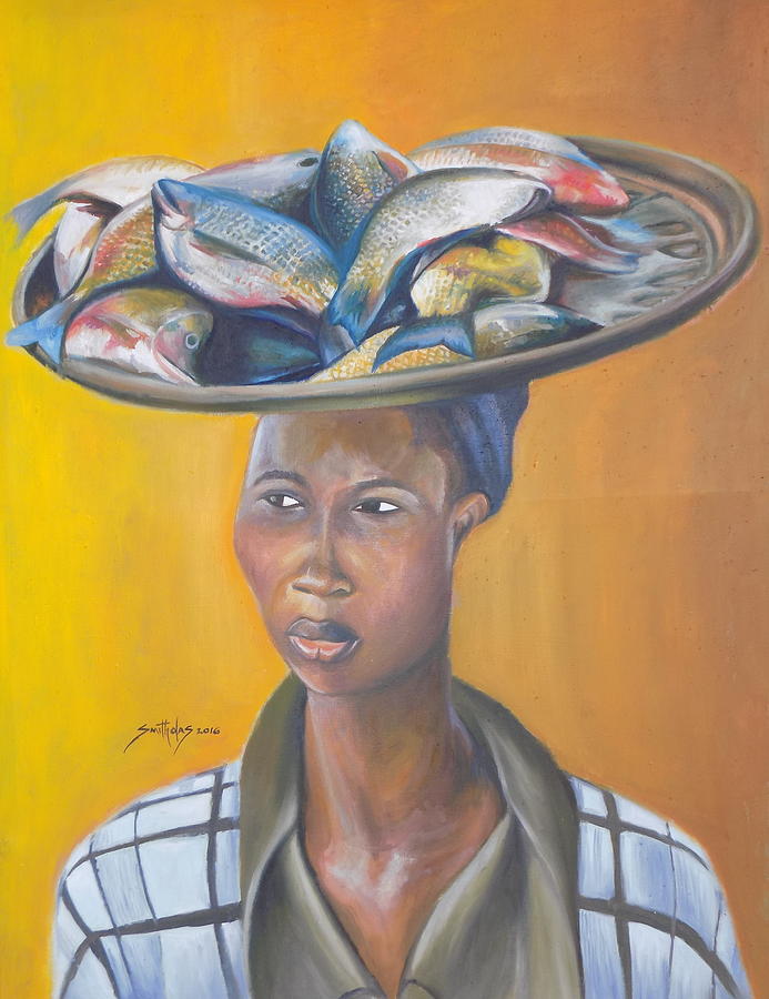 Fish Seller Painting by Olaoluwa Smith