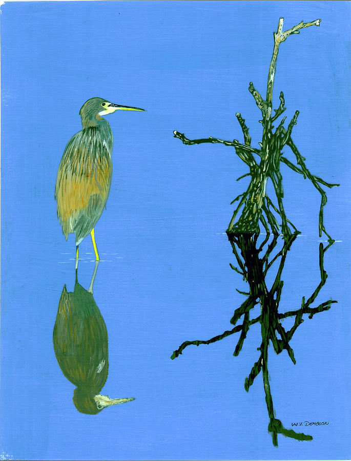 Heron Painting - Fish Stalker by William Demboski