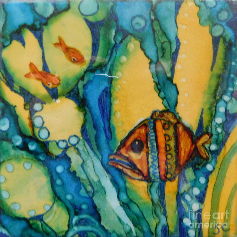 Fish Tails #2 Painting by Joan Clear
