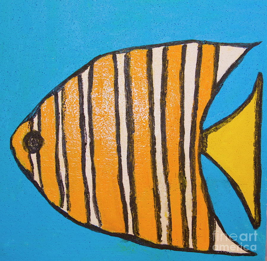 Fish with orange lines, painting Painting by Irina Afonskaya