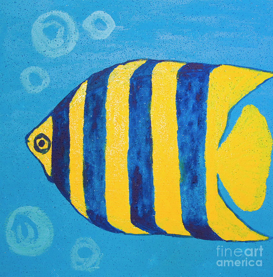 Fish yellow-blue, painting Painting by Irina Afonskaya