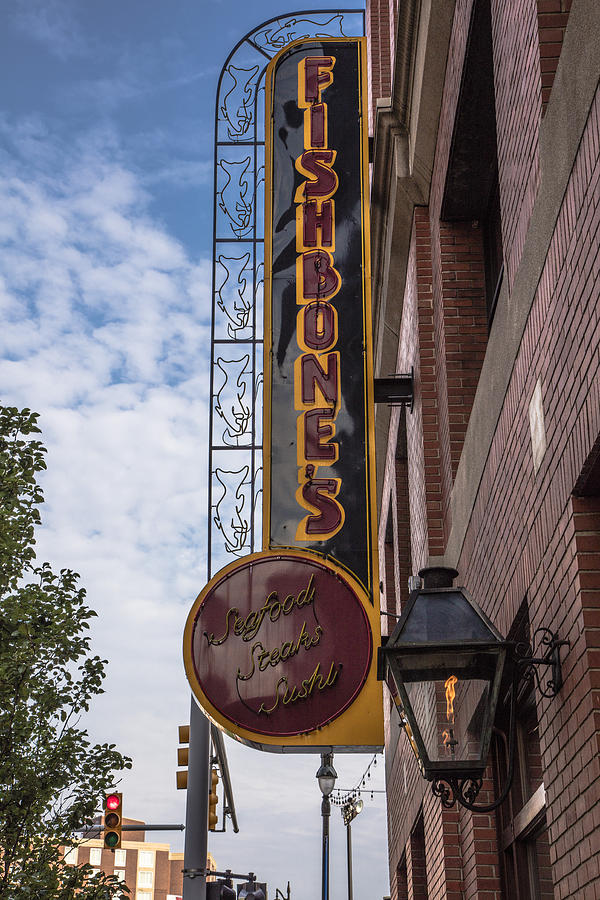 Fishbones Sign in Detroit Greet Town Photograph by John McGraw | Fine