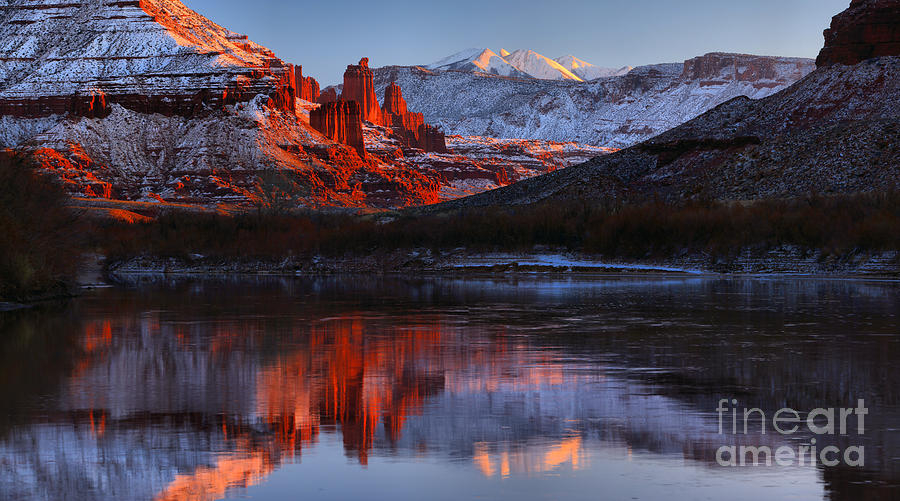 Fisher Towers Colorado River Reflections Panorama Photograph by Adam Jewell