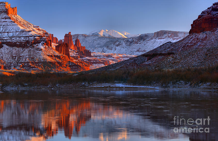Fisher Towers Glowing Reflections Photograph by Adam Jewell