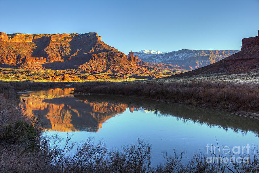 Colorado River, Fisher Towers, And La Sal Mountains Photograph by Spencer Baugh