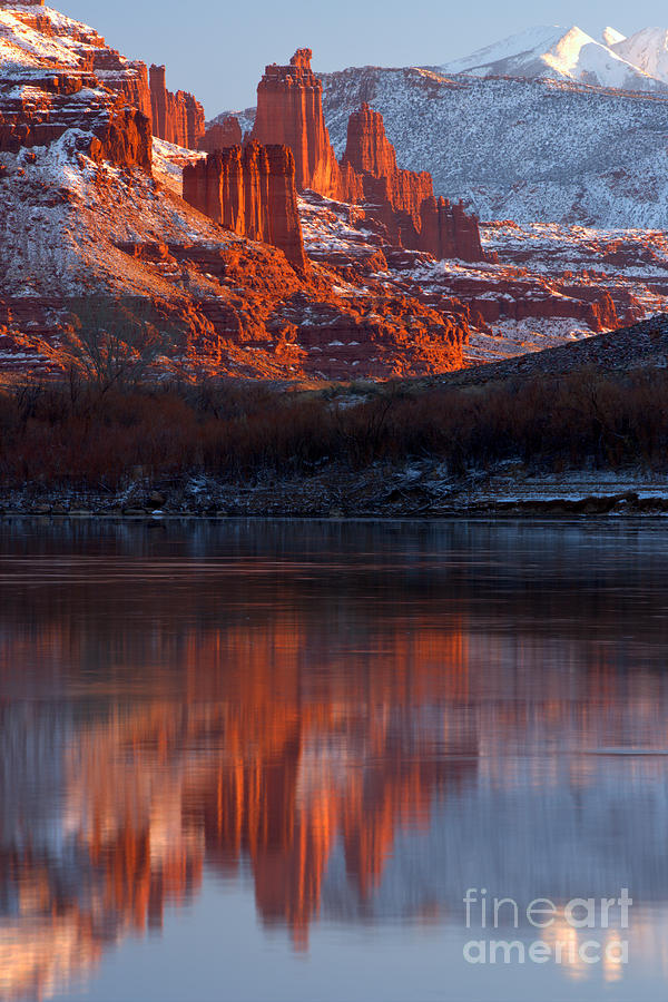 Fisher Towers Sunset Reflections Photograph by Adam Jewell