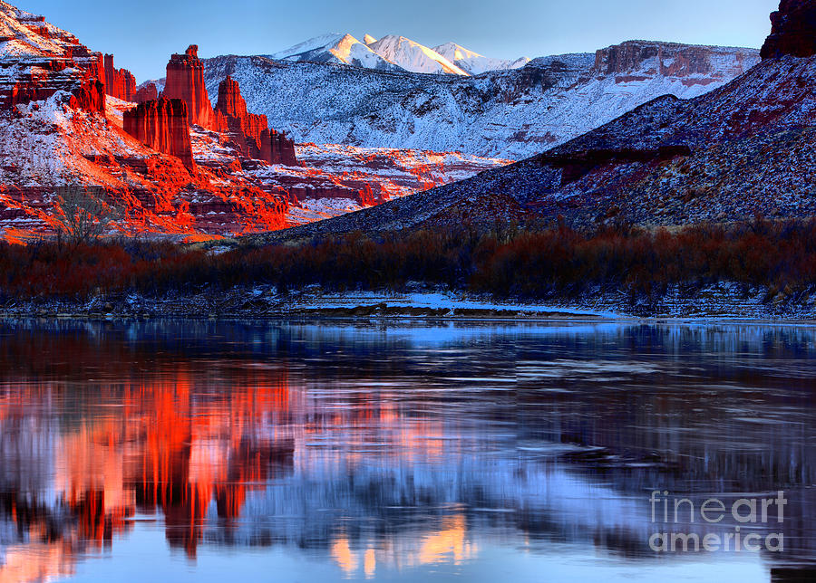 Fisher Towers Sunset Winter Landscape Photograph by Adam Jewell