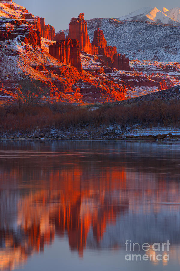 Fisher Towers Winter Sunset Photograph by Adam Jewell