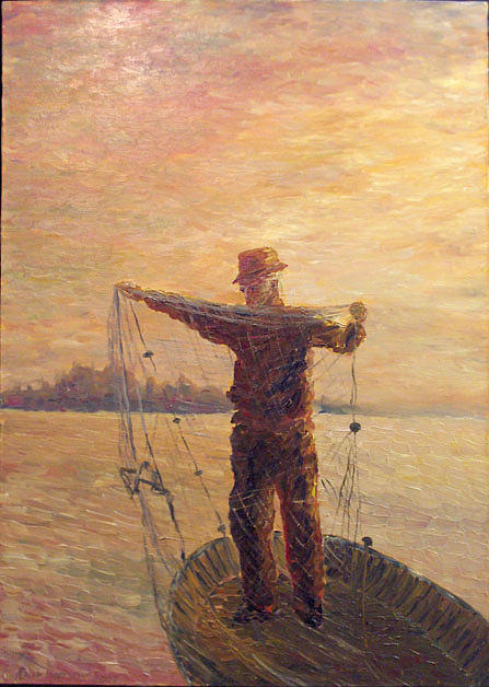 Boat Painting - Fisherman by Alexander Bukhanov