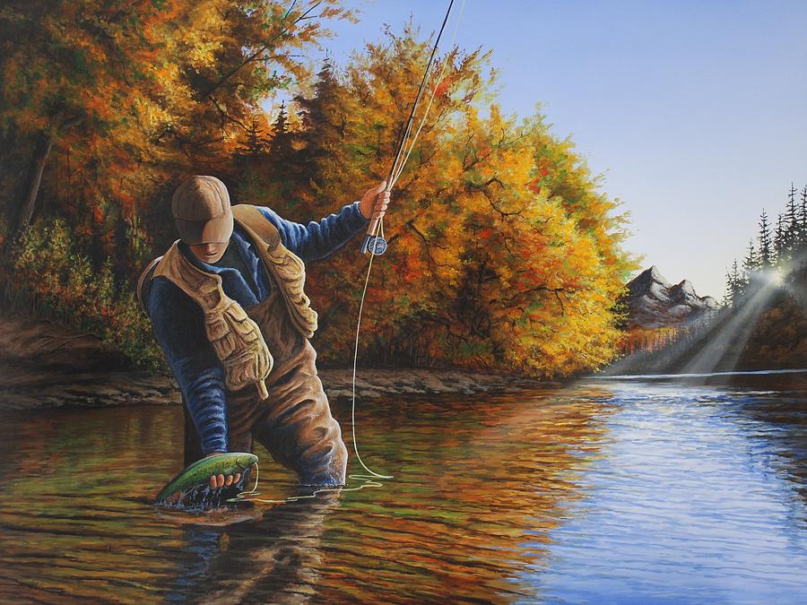 Fisherman Painting by Anthony J Padgett