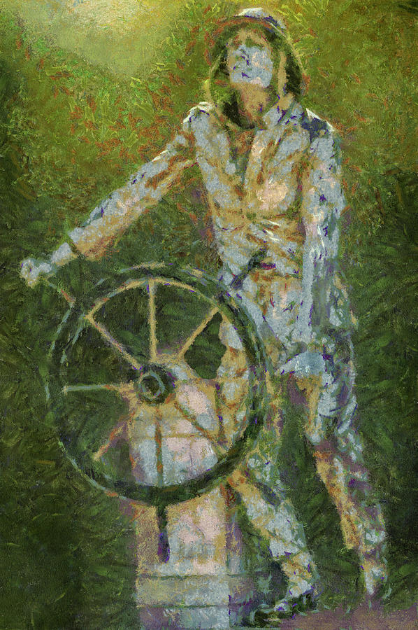 Fisherman at the Helm Mixed Media by Joseph Hollingsworth