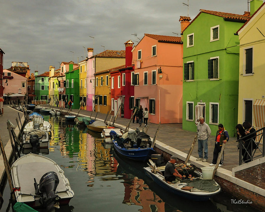 Fisherman at Work in Colorful Burano Photograph by Tim Kathka