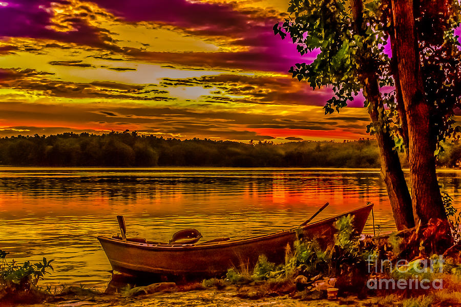 Fisherman boat at sunset 1 Photograph by Claudia M Photography