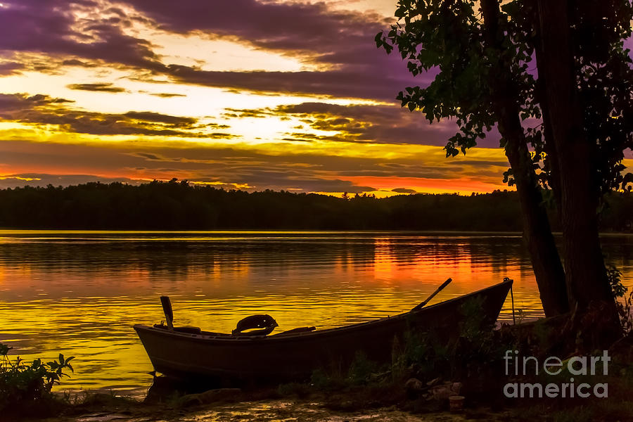 Fisherman boat at sunset Photograph by Claudia M Photography