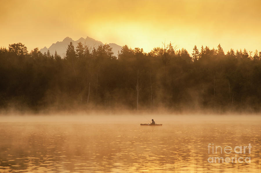Fisherman in Kayaks Lake Cassidy Photograph by Jim Corwin