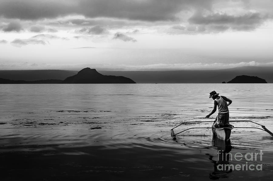Fisherman In The Taal Volcano Crater #2 Photograph by Michael Arend