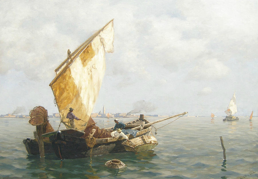 Boat Painting - Fisherman in Venice by Ludwig Dill