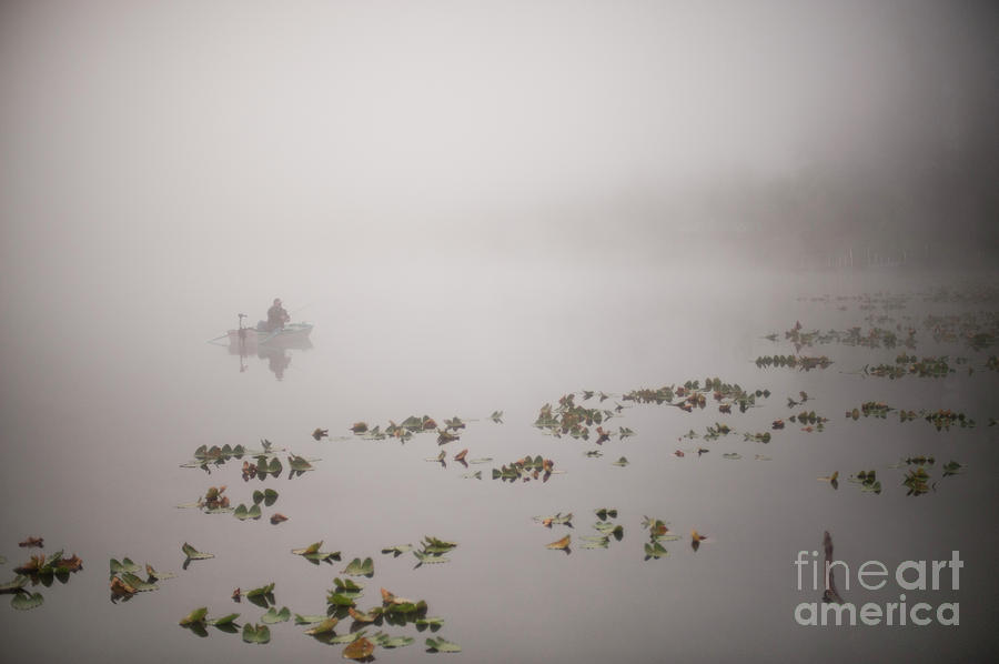 Inspirational Photograph - Fisherman on Lake Cassidy in Fog by Jim Corwin