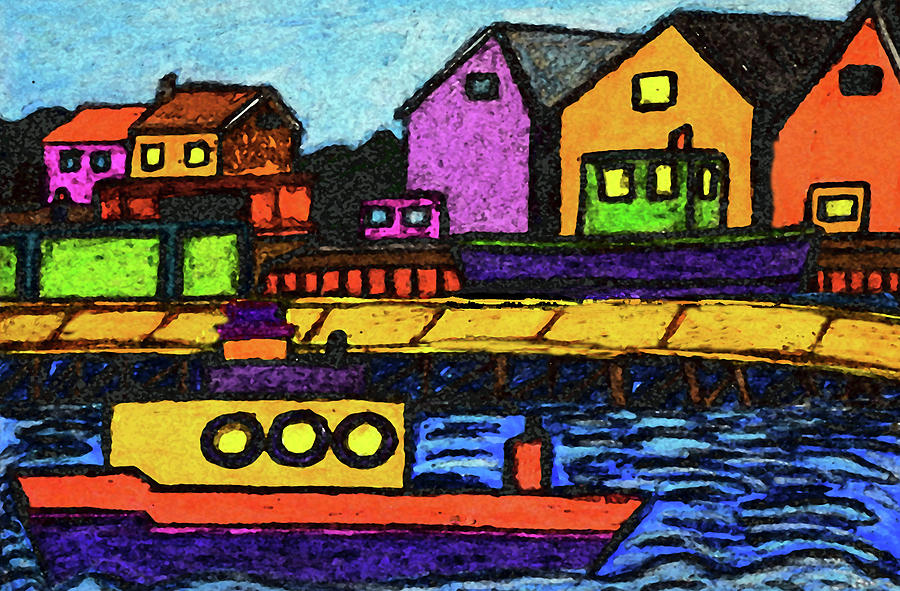 Boat Drawing - Fishermans Dock by Monica Engeler