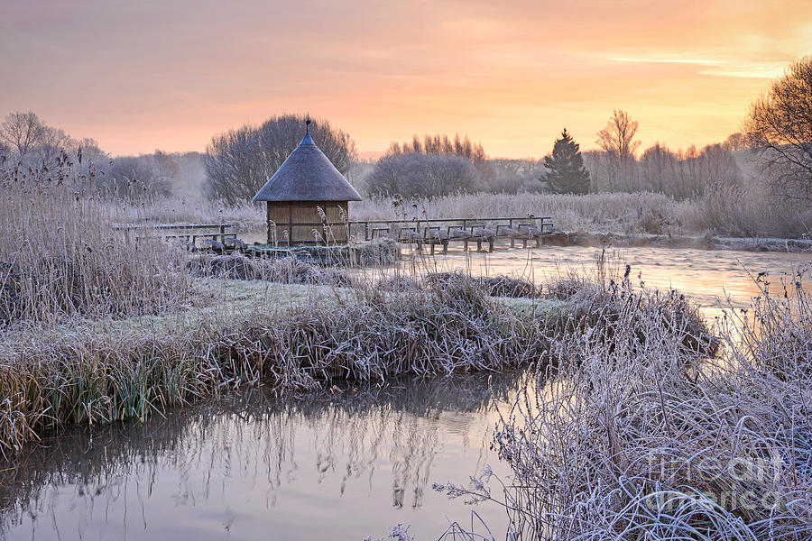 Winter Photograph - Fishermans hut Winter morning by Richard Thomas