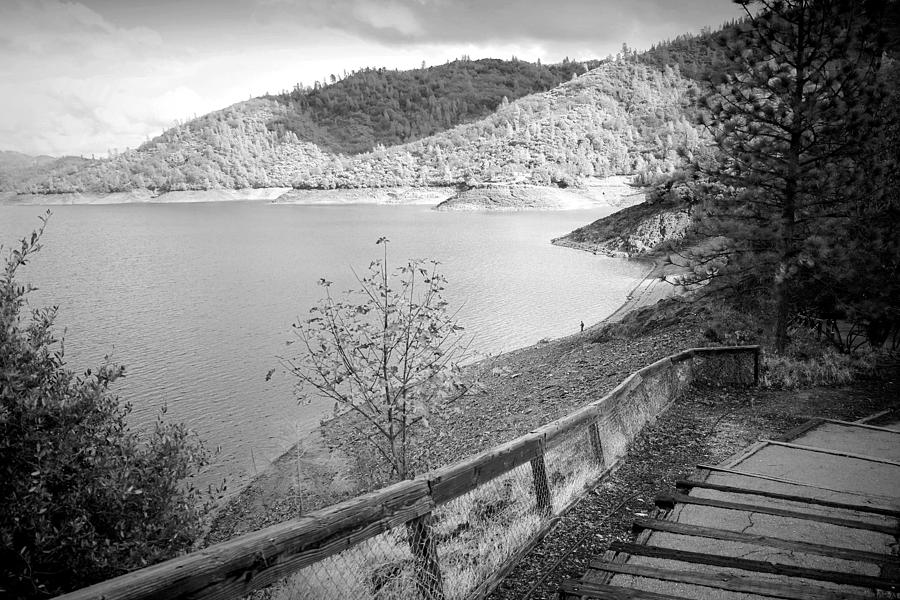 Fishermans Point Shasta Lake B and W Photograph by Joyce Dickens