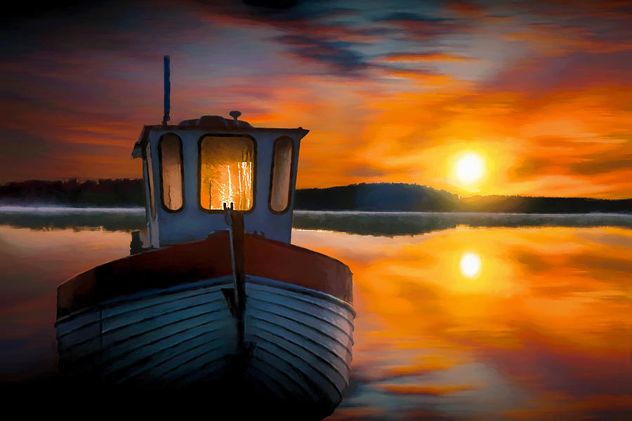 Fishermans Sunset Digital Art by Ronald Bolokofsky