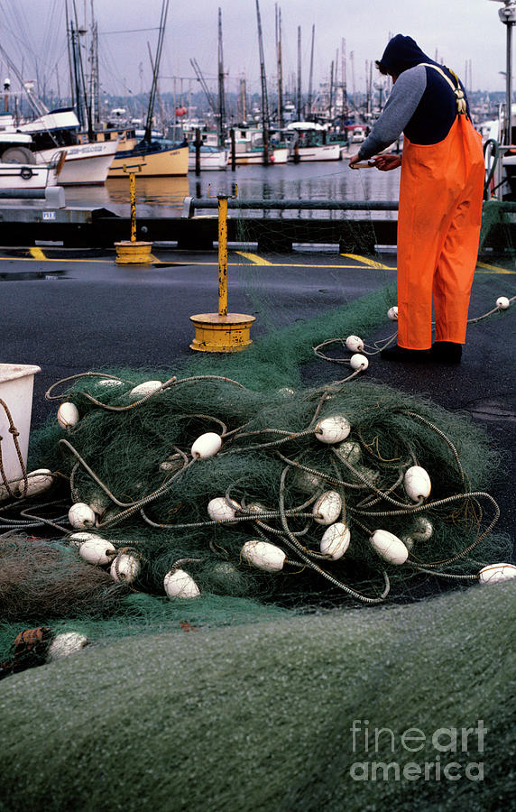 Fishermans Terminal Fixing Nets Photograph by Jim Corwin