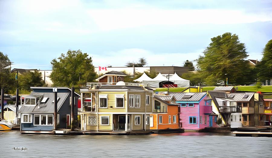 Fishermans Wharf Float Houses Victoria British Columbia Canada Painting Photograph by Barbara Snyder