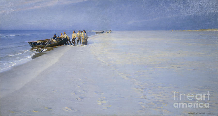 Fishermen at Skagens beach Painting by Peder Severin Kroeyer