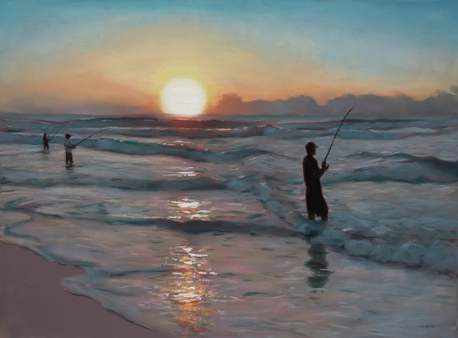 Fishermen At Sunrise Painting by Christopher Reid