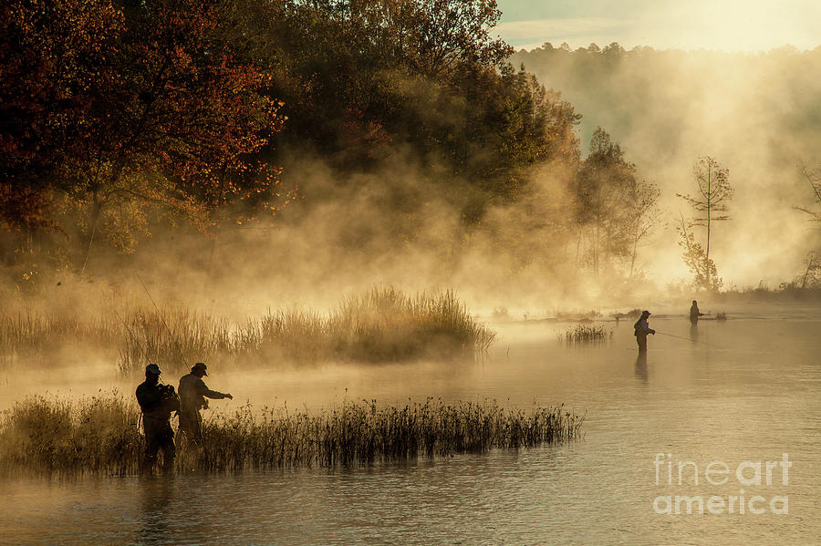 Fishermen in the mist Photograph by Iris Greenwell