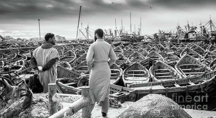 Fishermen of Essaouira Marrakesh BW Photograph by Rene Triay FineArt Photos