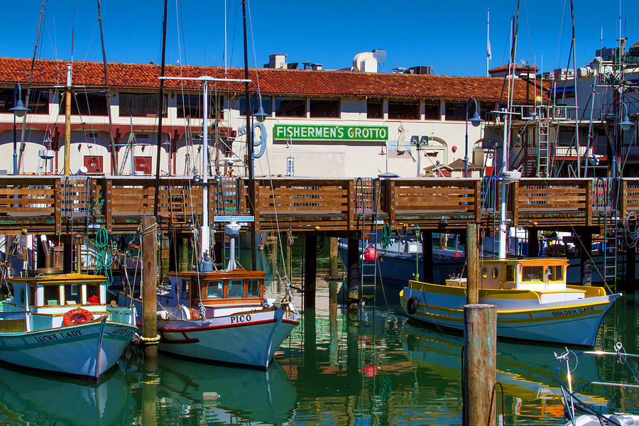 Fishermens Grotto with Wharf Boats Photograph by Bonnie Follett