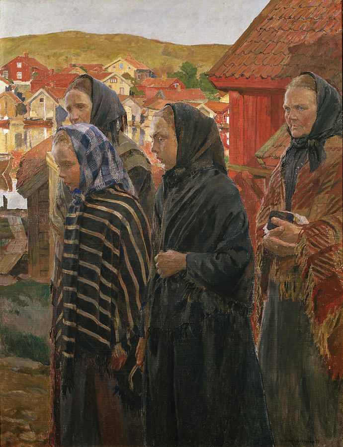 Beautiful Painting - Fishermens Wives Returning from Church by Carl Wilhelmson