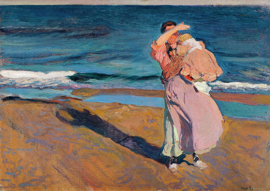 Fish Painting - Fisherwomen with her son by Joaquin Sorolla