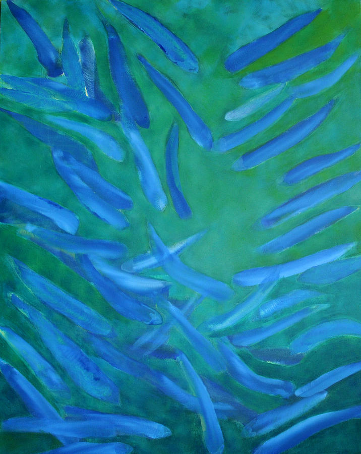 Fish Painting - Fishes In Green Water by Sirpa Mononen