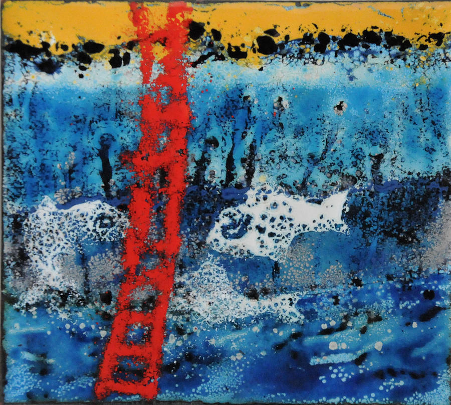 Fishes Painting - Fishes With Ladder by Sirpa Mononen