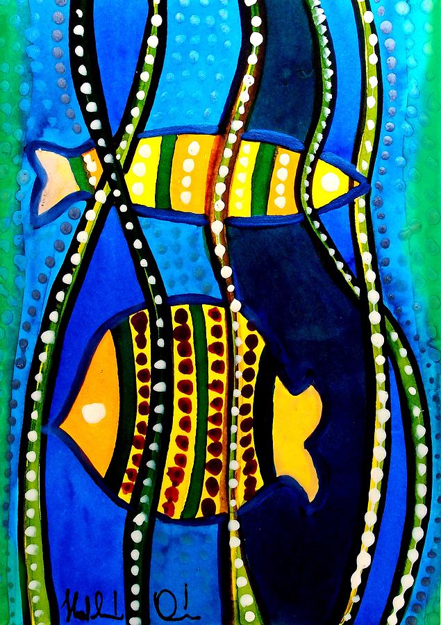 Fishes with Seaweed - Art by Dora Hathazi Mendes  by Dora Hathazi Mendes
